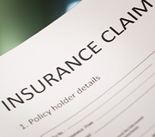 Close-up of insurance claim document